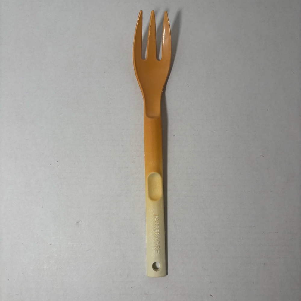 Vintage Discontinued Farberware Plastic Yellow Serving Fork